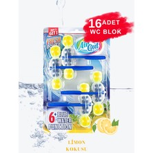 AirGut 4'lü Paket WC Blok, Tuvalet Koku Giderici 16 Adet Limon Kokusu Bloğu (Mavi su verir)