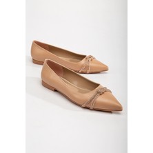 Ccway Önden Düğüm Taşlı Kadın Babet NUDE CİLT