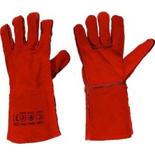 Junior Kırmızı Deri Kaynak Eldiveni Kaynakçı Eldiveni No:9