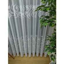 Evdepo Home Taç Dalga Desen Kullanıma Hazır 1/2 Seyrek Pile Tül Perde Tek Kanat - Ekru 100 x 240 cm