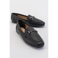 Ccway Tokalı Kadın Loafer Ayakkabı SİYAH CİLT