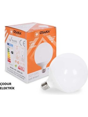 Osaka Light 18W E27 Duylu 3000K 1400LM Gün Işığı G125 LED Glop Ampul