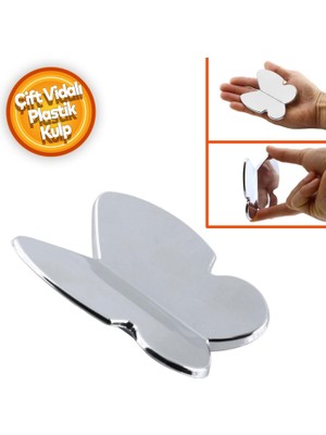 Badem10 Kelebek Çocuk Bebek Genç Odası Çekmece Dolap Kapak Kulpu Kulbu Plastik Krom Kulp 32 mm