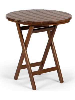Ustoll Furniture Buzludja Yuvarlak Katlanır Ahşap Masa Bahçe Masası, Balkon Masası