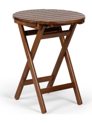 Ustoll Furniture Buzludja Yuvarlak Katlanır Ahşap Masa Bahçe Masası, Balkon Masası