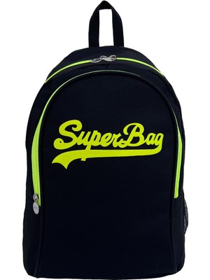 Super-Bag Sırt Çantası Siyah-Fosforlu Sarı Seyahat Kurs Okul Günlük Kullanım