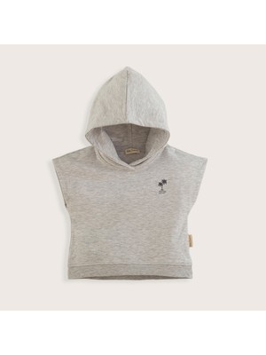 Chakra Tropic Kapüşonlu Tshirt Gri Melanj