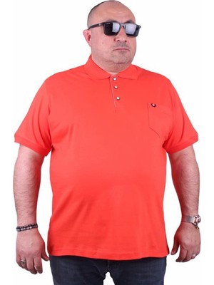 Starbattal Büyük Beden Likralı Klasik Cepli Polo Tişört 11501 Nar Çiçeği