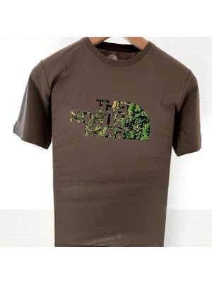 The North Face Kamuflaj Desen Yazılı T-Shirt