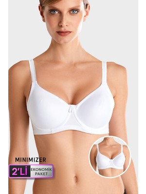 Pierre Cardin 2'li Ekonomik Paket Beyaz 7001 Balenli Minimizer Toparlayıcı Sütyen Set(Dd Cup Seçenekli)