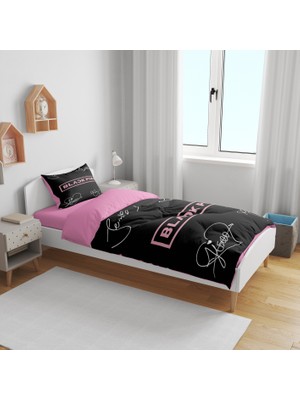 Erayshome Black Pink 3D Tek Kişilik Çarşafsız Nevresim Takımı