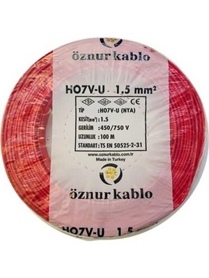 Öznur 1,5 Nya Kablo Kırmızı 100 Metre. 1,5 Nya Kablo
