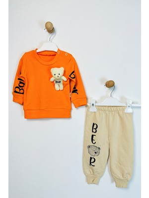 Ada Bebek Çocuk Ada Bebek Bear Desenli Ayıcık Aksesuarlı Takım Erkek Çocuk 3 - 6 Ay Turuncu Renkli