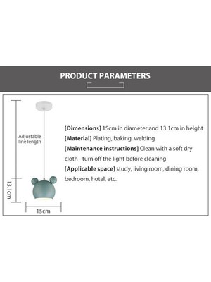Three Beans Nordic Duvar Lambası Çocuk Odası Işıkları Için Alüminyum Mickey Aplik Modern Kapalı Duvar Işık Fikstür E27 Yaratıcı Armatür (Yeşil Asma) (Yurt Dışından)