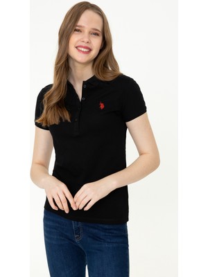 U.S. Polo Assn. Kadın Siyah Basic T-Shirt 50246272-VR046