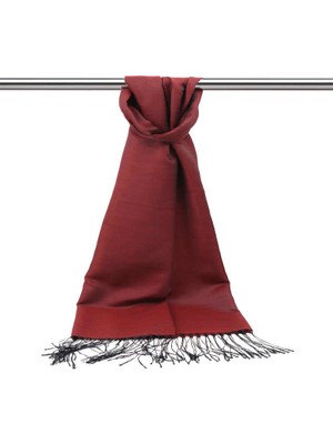 Bursa İpek Siyah Bordo Ipek Görünümlü Şal