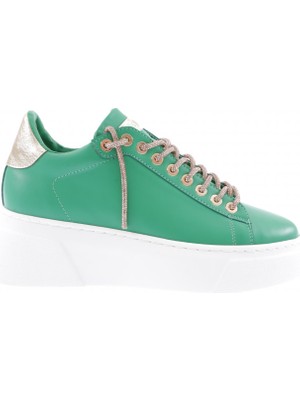 DGN ES854-23Y Kadin Kalin Taban Silver Taş Bağcikli Sneakers Ayakkabi