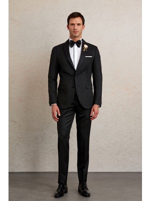 Hatemoğlu Düz Slim Fit Şal Yaka Takım Elbise