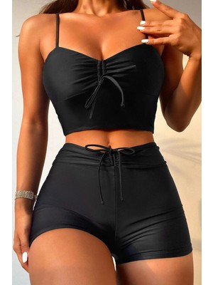 Angelsin Önden Ayarlı Büzgülü Bikini Üstü