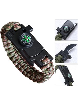 9595 Pusulalı & Bıçaklı Paracord Bileklik Kamuflaj