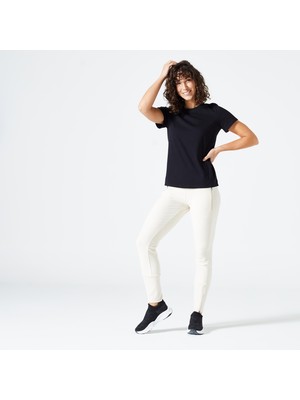 Decathlon DOMYOS Kadın Siyah Regular Spor Tişörtü 500 - Fitness Hafif Antrenman