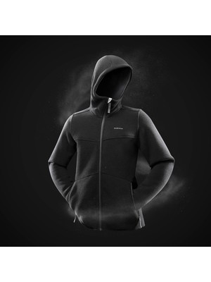 Decathlon QUECHUA Erkek Polar Mont 3XL Kapüşonlu Siyah Nefes Alabilir ve Esnek Kumaş SH100 U-WARM
