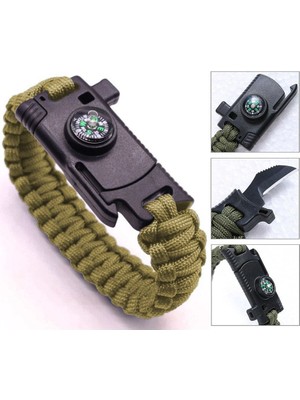 9595 Pusulalı & Bıçaklı Paracord Bileklik Kum