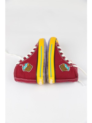 Dudino 26 - 35 Numara Kız Çocuk Bordo Dustin Cookie Converse Ayakkabı