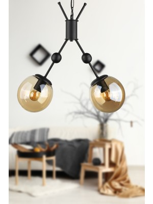 Begüsa Delf 2.li Avize Siyah Bal Cam