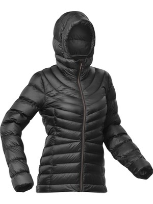 Decathlon Forclaz Kadın Kapüşonlu Outdoor Trekking Kuş Tüyü Şişme Mont - Siyah - MT500 -10°c