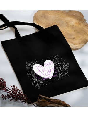 Bk Gift Kişiye Özel Isimli Anneler Günü Tasarımlı Siyah Kumaş Bez Çanta