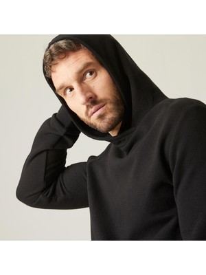 Decathlon DOMYOS Erkek Siyah Kapüşonlu Sweatshirt 100 - Fitness Hafif Antrenman