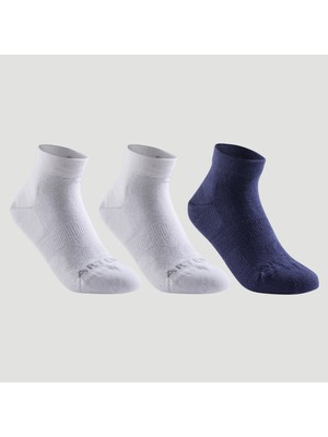 Decathlon Artengo Çocuk Tenis Çorabı - Orta Boy Konçlu - 3 Çift - Lacivert / Beyaz - Rs160