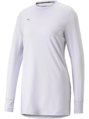 Puma Kadın Puma Black Puma Modest Activewear Long Sleeve Mor Kadın Koşu ve Performans T-Shirt