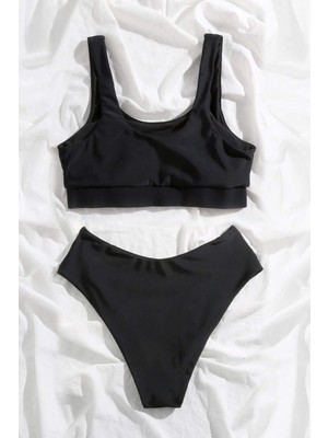 Angelsin Yüksek Bel Tankini Bikini Takım