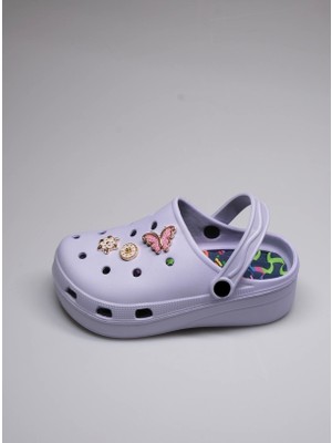 Shoecide Taş ve Toka Detaylı Jel Tabanlı Masaj Özellikli Eva Lila Doktor Sandalet