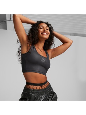 Puma Kadın Puma Black Puma T7 Shiny Cropped Top Parlak Siyah Kadın T-Shirt