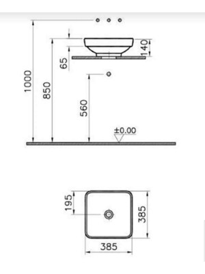 VitrA Water Jewels 40 cm Kare Altın Desenli Çanak Lavabo - Tezgah Üstü - 4441B472-2100