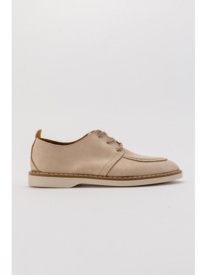 Ccway Bağcıklı Kadın Loafer Bej Süet