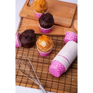 Tinky Winky Kağıt Muffin Kek Kapsülü Pembe Beyaz Puantiyeli 25 Adet