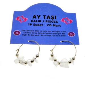 X-lady Accessories Doğaltaş Balık Burçu Ay Taşı Burç Küpe - 2332