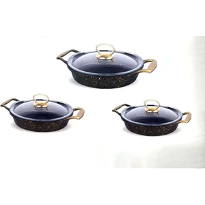 D5001S 6 Parça Granit Omlet Set Siyah-Altın