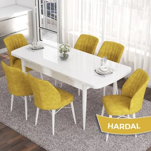 Concept Eva Serisi 80X132 Açılabilir Mdf Beyaz Mutfak Masa Takımı ve 6 Sandalye