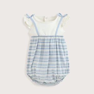 Marine Fırfırlı Çizgili Tulum Mavi