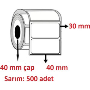 Özsaraç Etiket 30X40 Eco Termal Etiket  ( 500 Li )  10 RULO 5000 ADET