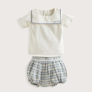 Marine Tshirt&çizgili Şort Set Ekru