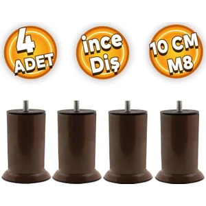 Mobilya Metal Kanepe Baza Koltuk Destek Ayağı M8 Civata Kahverengi Metal Yükseltici Ayakları 10 cm (4 Adet)