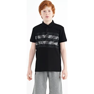 Tommy Life Siyah Baskı Detaylı Standart Kalıp Polo Yaka  Erkek Çocuk T-Shirt - 11101
