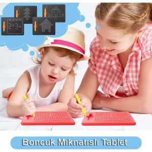 Bilmiş Çocuk Eğitici Boncuk Mıknatıslı Oyuncak Tablet (Manyetik Çizim Pedi )