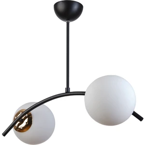 Ella Modern Tasarım Salon Mutfak Yatak Odası Siyah Renk Beyaz Camlı 2 Li Avize